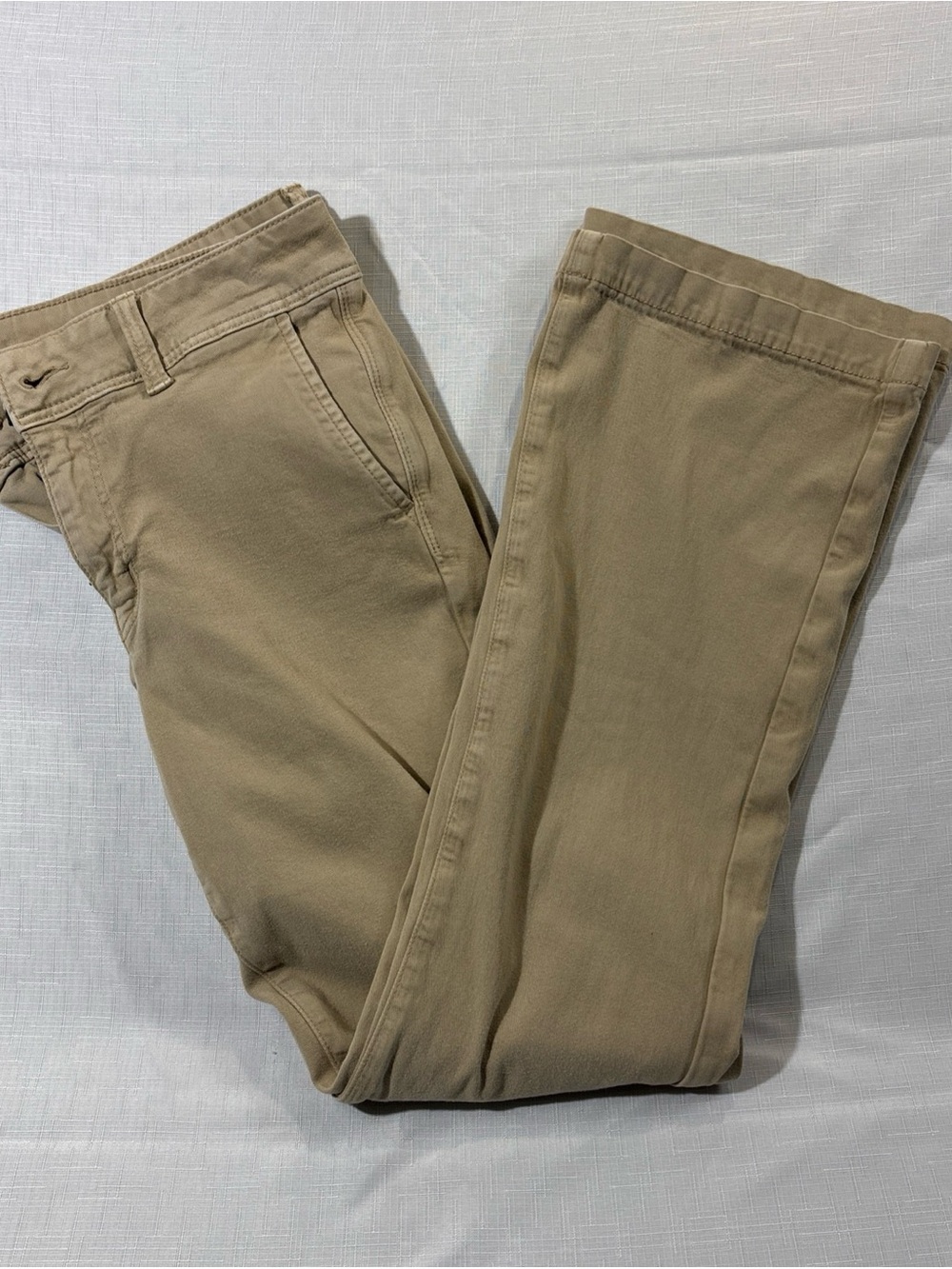 American Eagle Chino Pants Women Size 10 Kick Boot Cut Tan Khaki